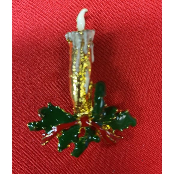 Christmas Pins/ Brooch Set of 2 Christmas Wreath & Bell & Candle Pins - Picture 8 of 9